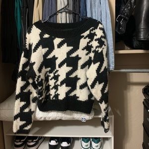 Express Patterned Black White Sweater